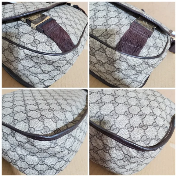 Gucci GG Plus Monogram Double Buckle Flap Messenger Bag - Picture 10 of 11